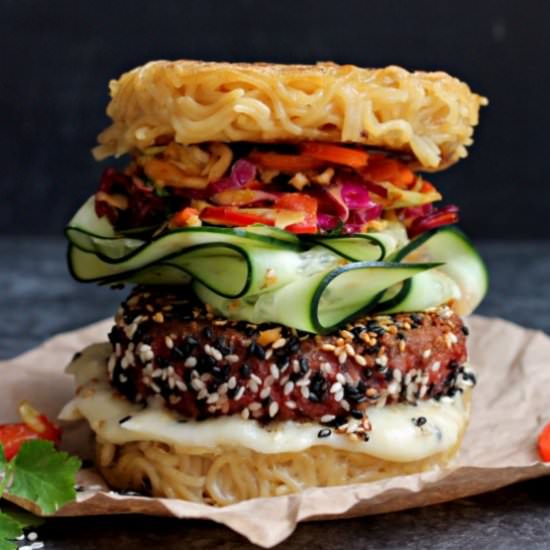 Asian Inspired Ramen Bun Burger