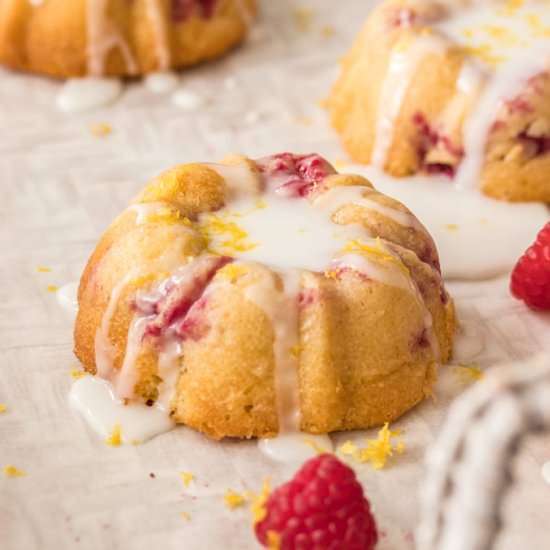 Lemon Raspberry Mini Bundt Cakes