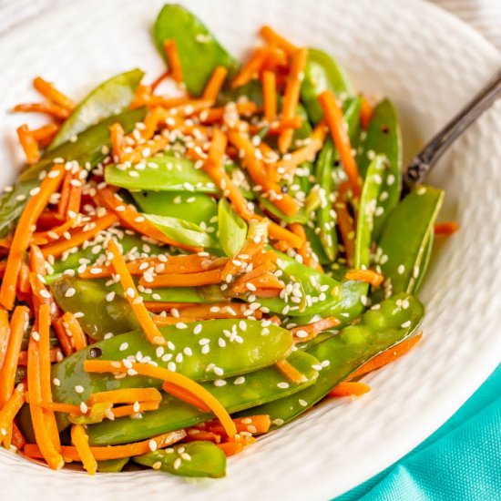 Sesame snow peas and carrots