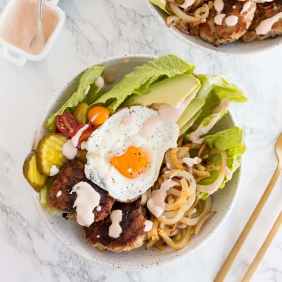 Turkey Burger and Potato Bowls