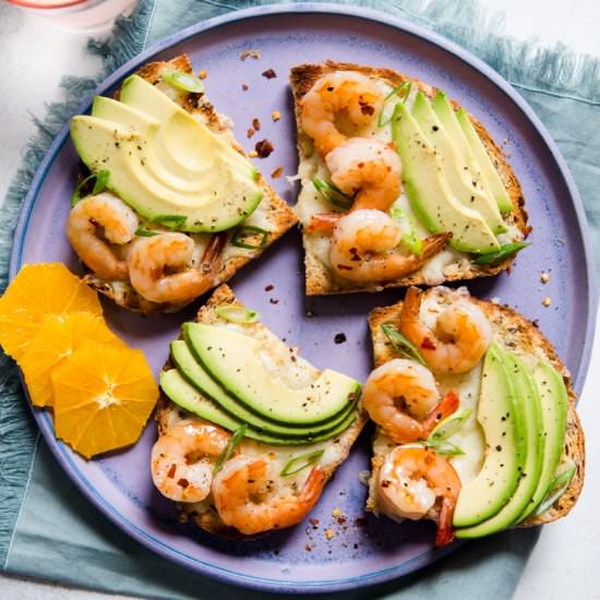 Orange Honey Shrimp Avocado Toast