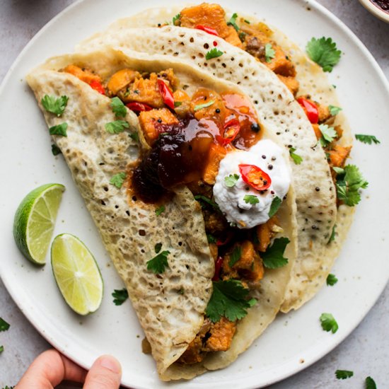 Easy sweet potato dosa (V, GF)