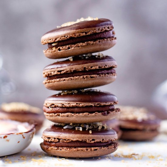 Dark Chocolate Almond Macarons