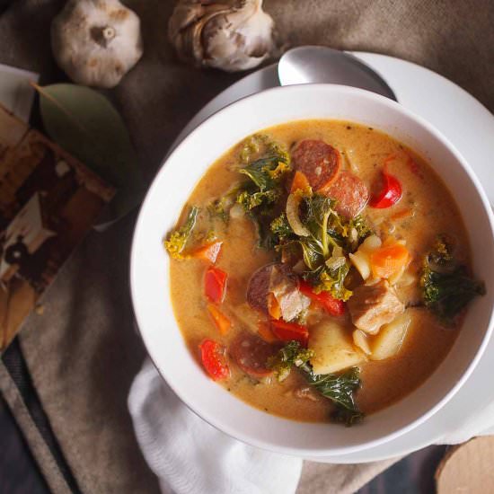 Meaty soup with kale