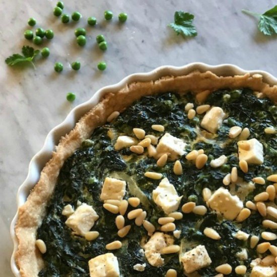 Spinach Tart with Peas and Feta