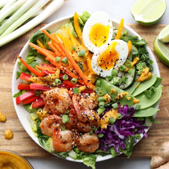 Rainbow Ginger Salad with Shrimp