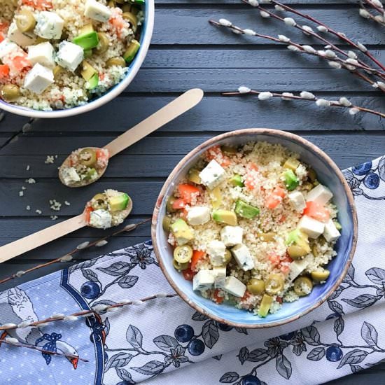 Warm salad with couscous