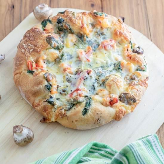 Lobster Pizza with Spinach and Goud