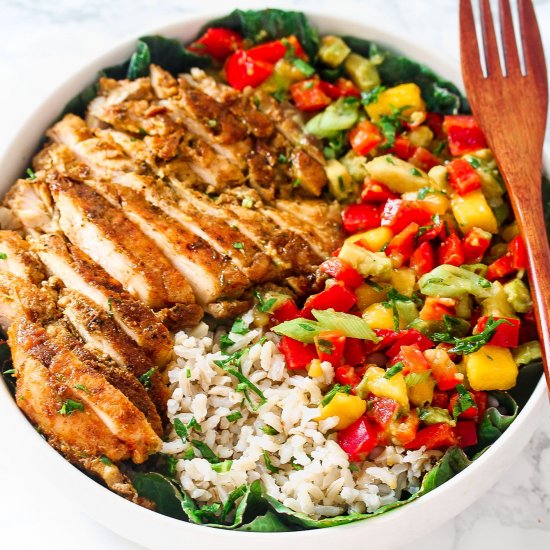 Chicken and Mango Salsa Bowl