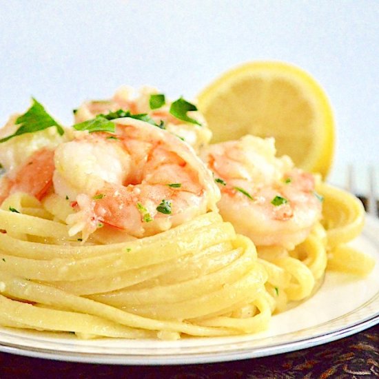 Shrimp Scampi over Linguine