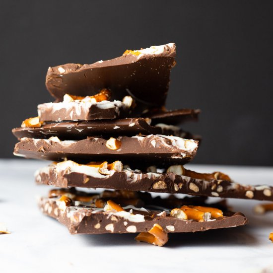 Chocolate PeanutButter Pretzel Bark