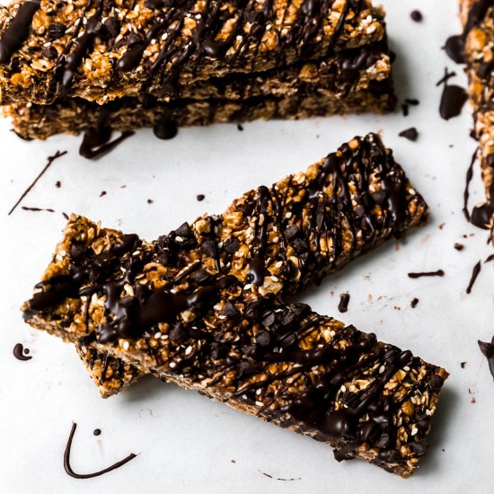 Chocolate Chip-Tahini Granola Bars