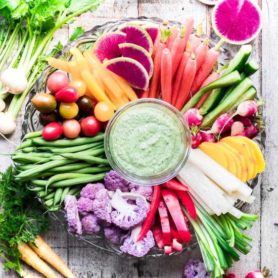 Crudité with whipped basil ricotta