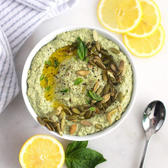 Bean-Free Zucchini Basil Hummus