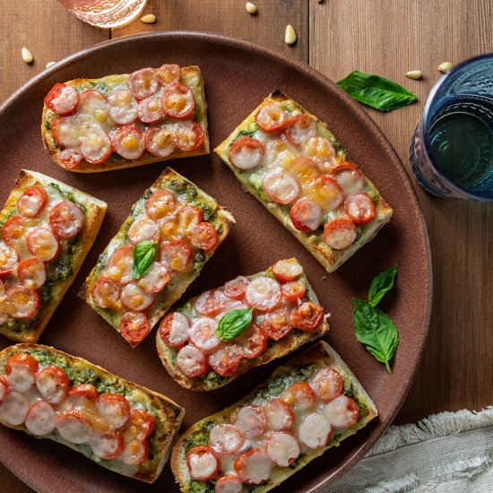 Open-Face Pesto Baguette Sandwich