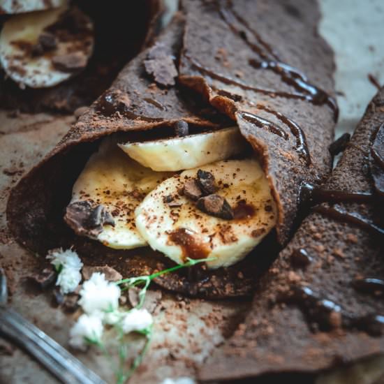 paleo chocolate crepes with caramel