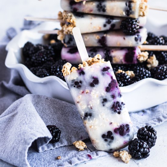 Blackberry Granola Popsicles