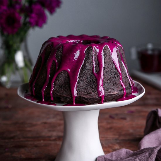 Chocolate Cake with Hibiscus Glaze