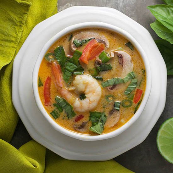 Thai coconut curry soup with shrimp