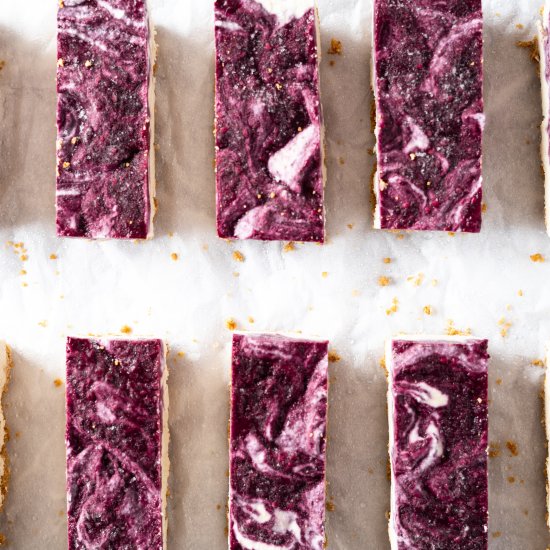 Blackberry Vegan Cheesecake Bars