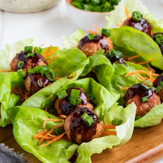 Asian Meatballs in Lettuce Wraps