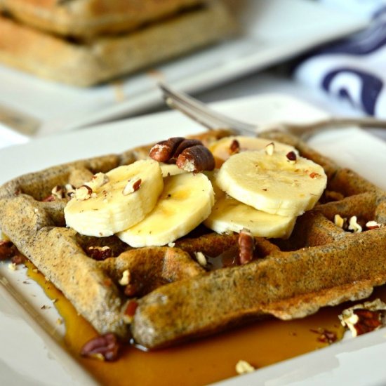 Buckwheat Waffles with Pecans