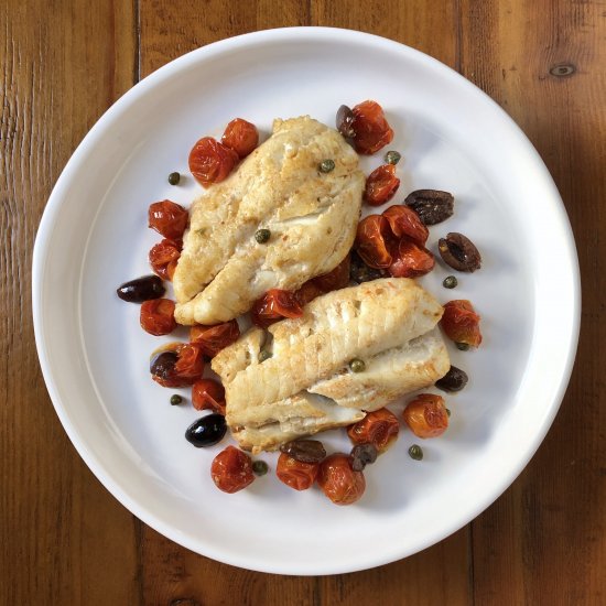 Baked Cod with Tomatoes and Olives