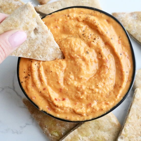 Homemade Roasted Red Pepper Hummus