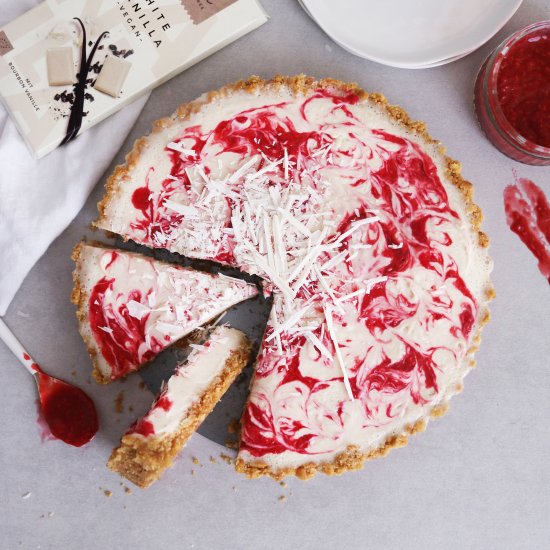 White chocolate & raspberry tart