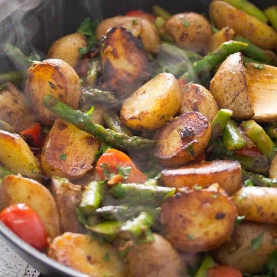 Pan Fried Asparagus and Potatoes