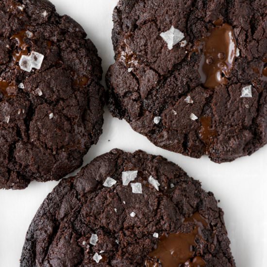 salted double dark chocolate cookie