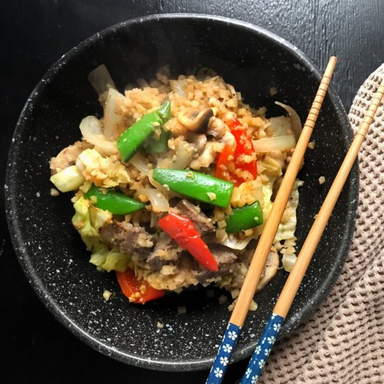 Riced Cauliflower Steak Stir Fry