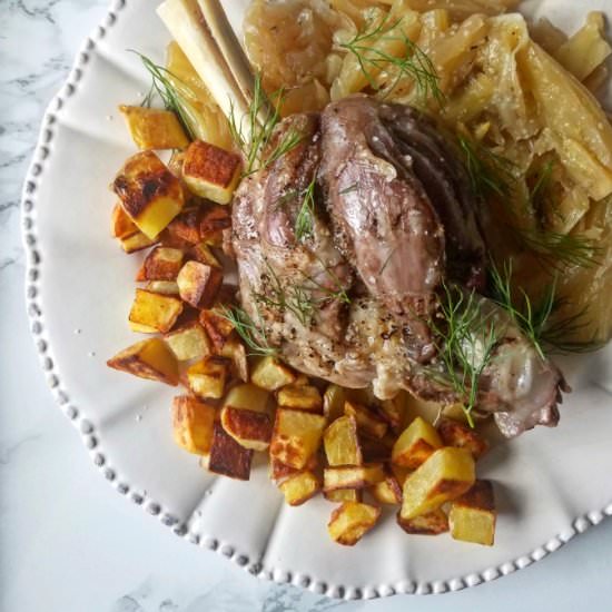 Lamb Shank With Fennel, Onions & Po