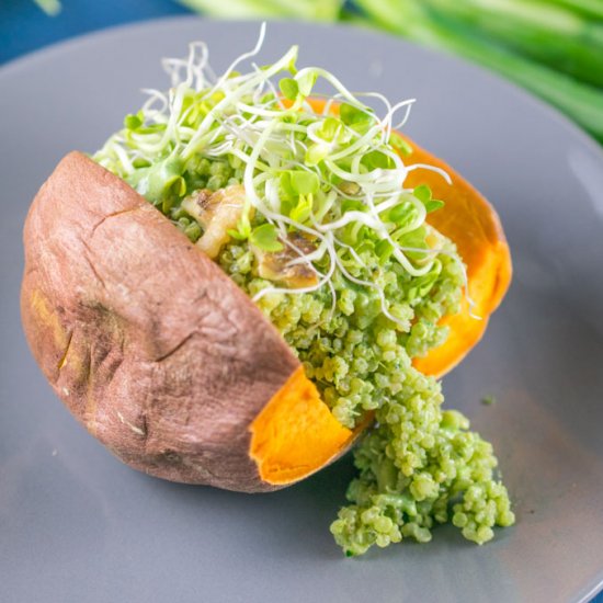 Garden Quinoa Stuffed Sweet Potatoes