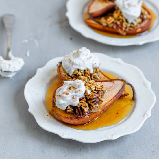 Baked Maple Cinnamon Stuffed Pears