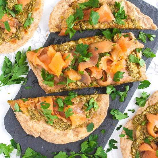 Smoked Salmon and Pesto Flatbread