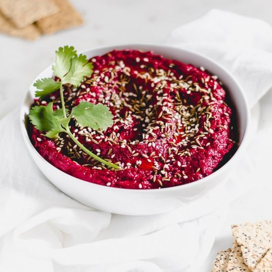 Bean-Free Za’atar Beet Hummus