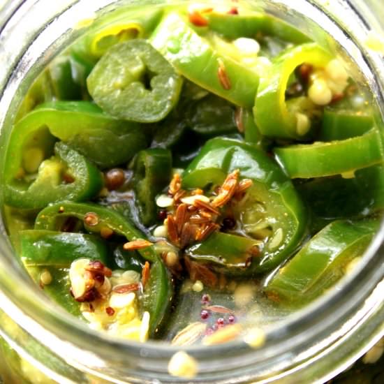 Green Pepper and Chili Pickles