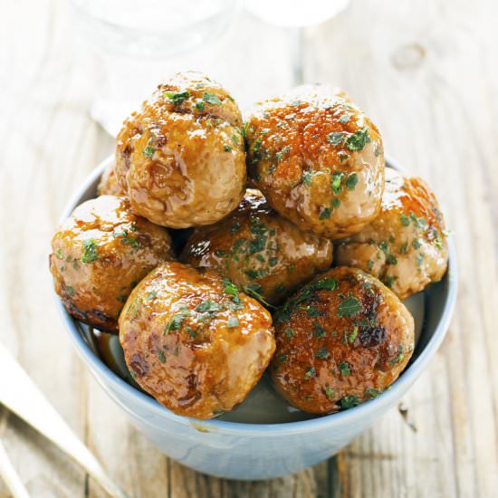 Pomegranate Glazed Turkey Meatballs