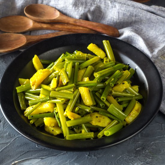 Bengali Onion Stalk and Potato Veg