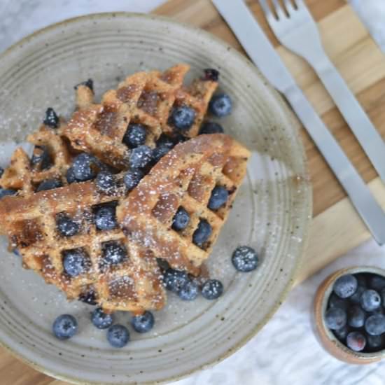 Vegan/GF Quinoa Blueberry Waffles