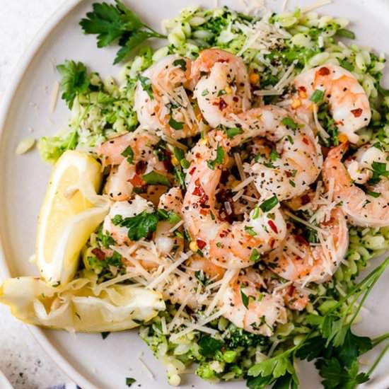 Shrimp Scampi With Broccoli Orzo