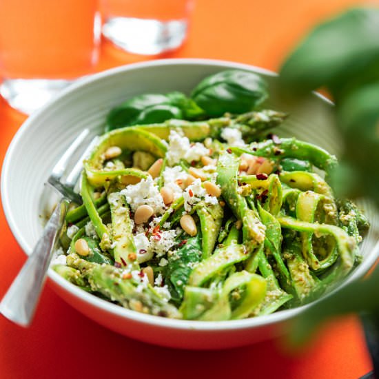 Asparagus Noodles with Pesto