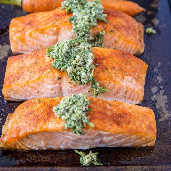 Sheet Pan Salmon with Pesto