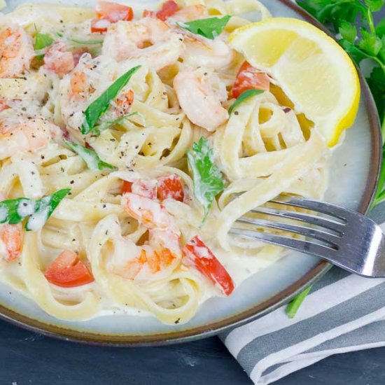 Fettuccine Alfredo with Shrimp