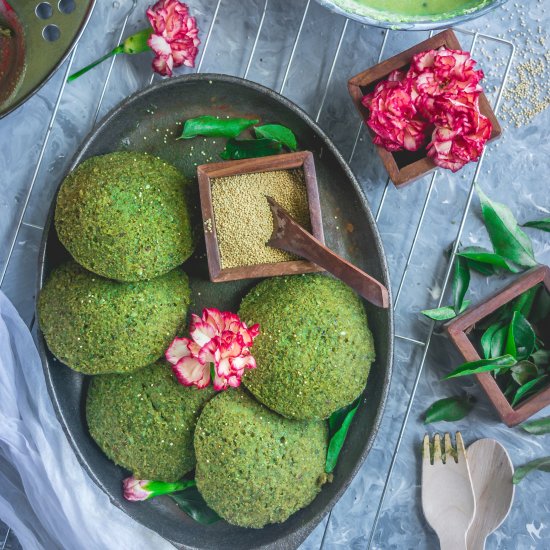 Healthy Green Amaranth Potato Idli