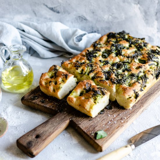 Wild garlic focaccia