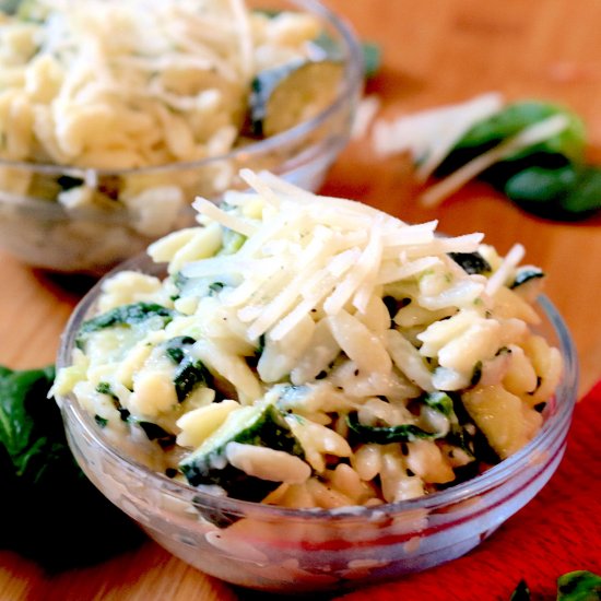 Creamy Spinach and Zucchini Orzo