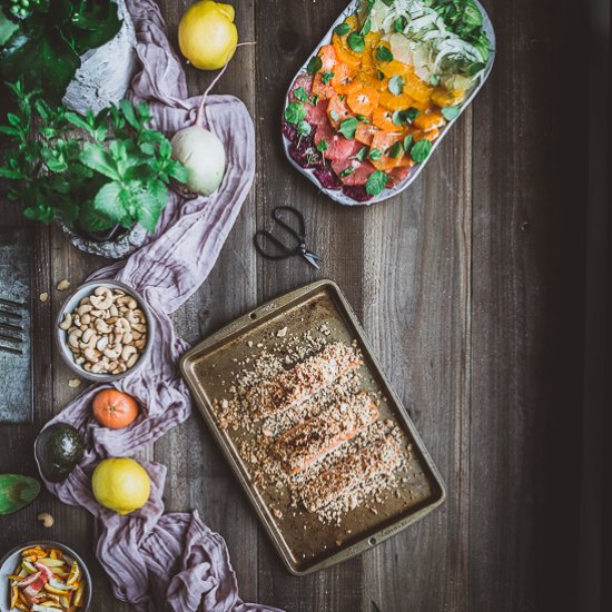 Cashew Salmon w Rainbow Citrus