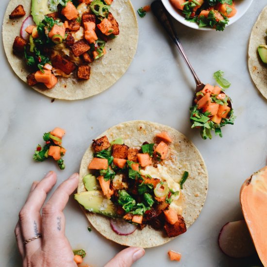 Breakfast Tacos with Papaya Salsa